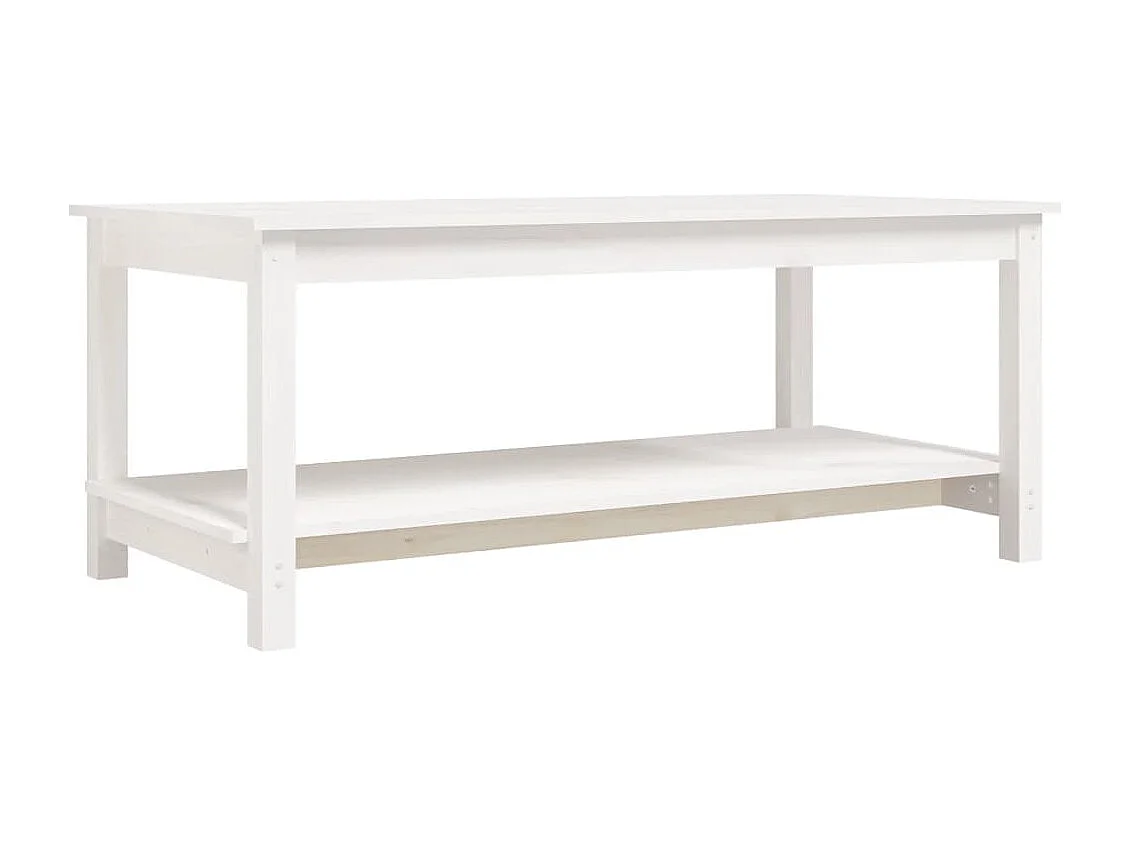 Couchtisch-Wohnzimmertisch-Beistelltische Weiß 110x55x45 cm Massivholz Kiefer SHL67935