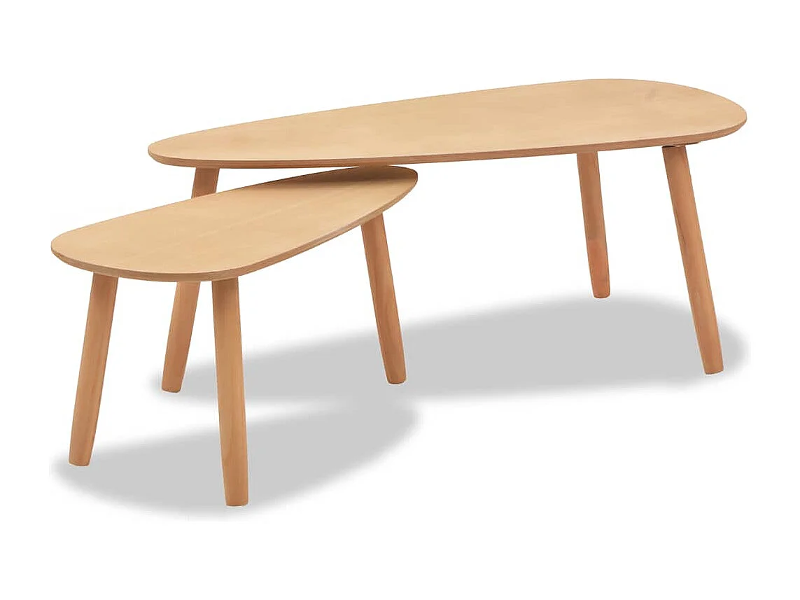Conjunto de 2 Mesas de Centro | Mesa de apoio pinho maciço castanho