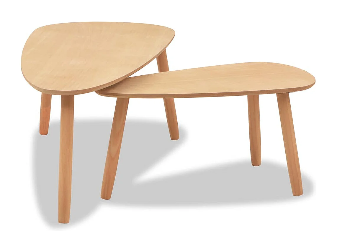 Conjunto de 2 Mesas de Centro | Mesa de apoio pinho maciço castanho