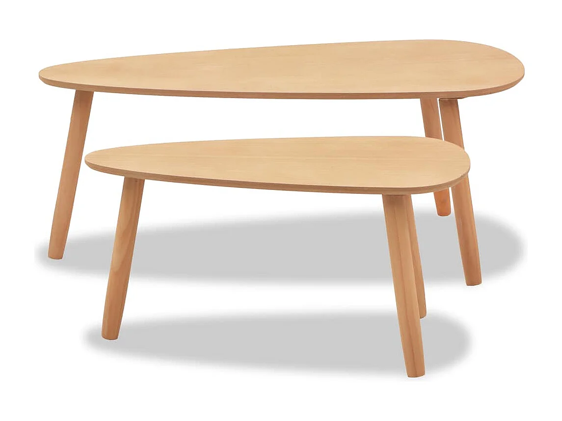 Conjunto de 2 Mesas de Centro | Mesa de apoio pinho maciço castanho
