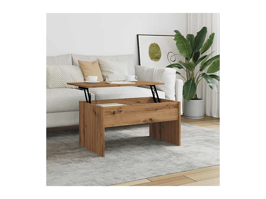 Mesa de centro | Mesa de apoio 80x50.5x41.5cm deriv. madeira carvalho artisiano