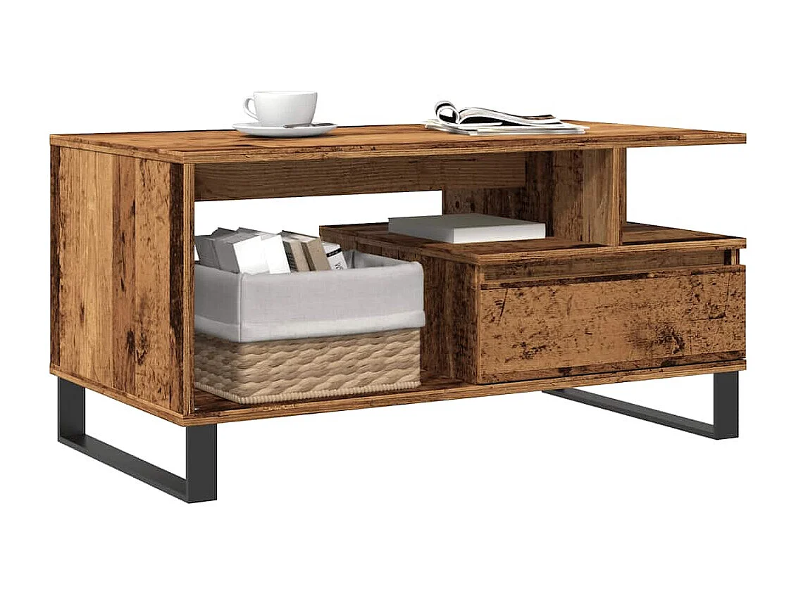 Couchtisch-Wohnzimmertisch-Beistelltische Altholz-Optik 90x49x45 cm Holzwerkstoff SHL14675