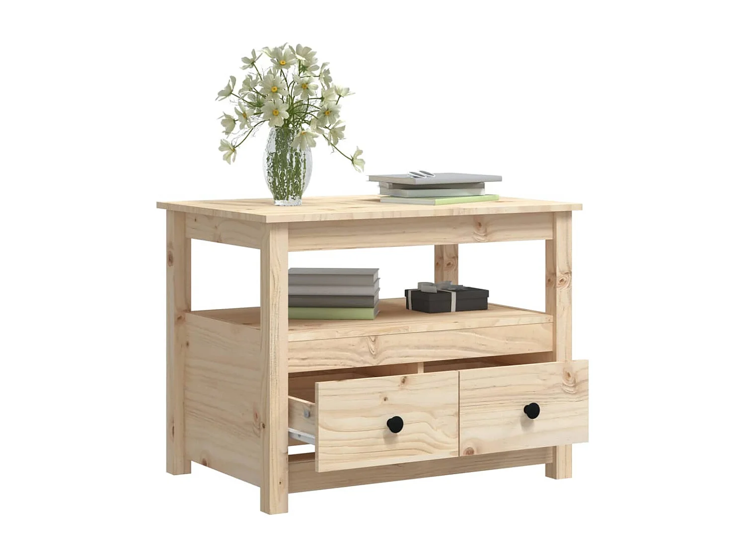 Couchtisch-Wohnzimmertisch-Beistelltische 71x49x55 cm Massivholz Kiefer SHL39687