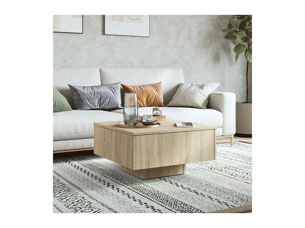 Mesa de centro | Mesa auxiliar de acero y superficie vidrio negro 30x30x41 cm SHL2755