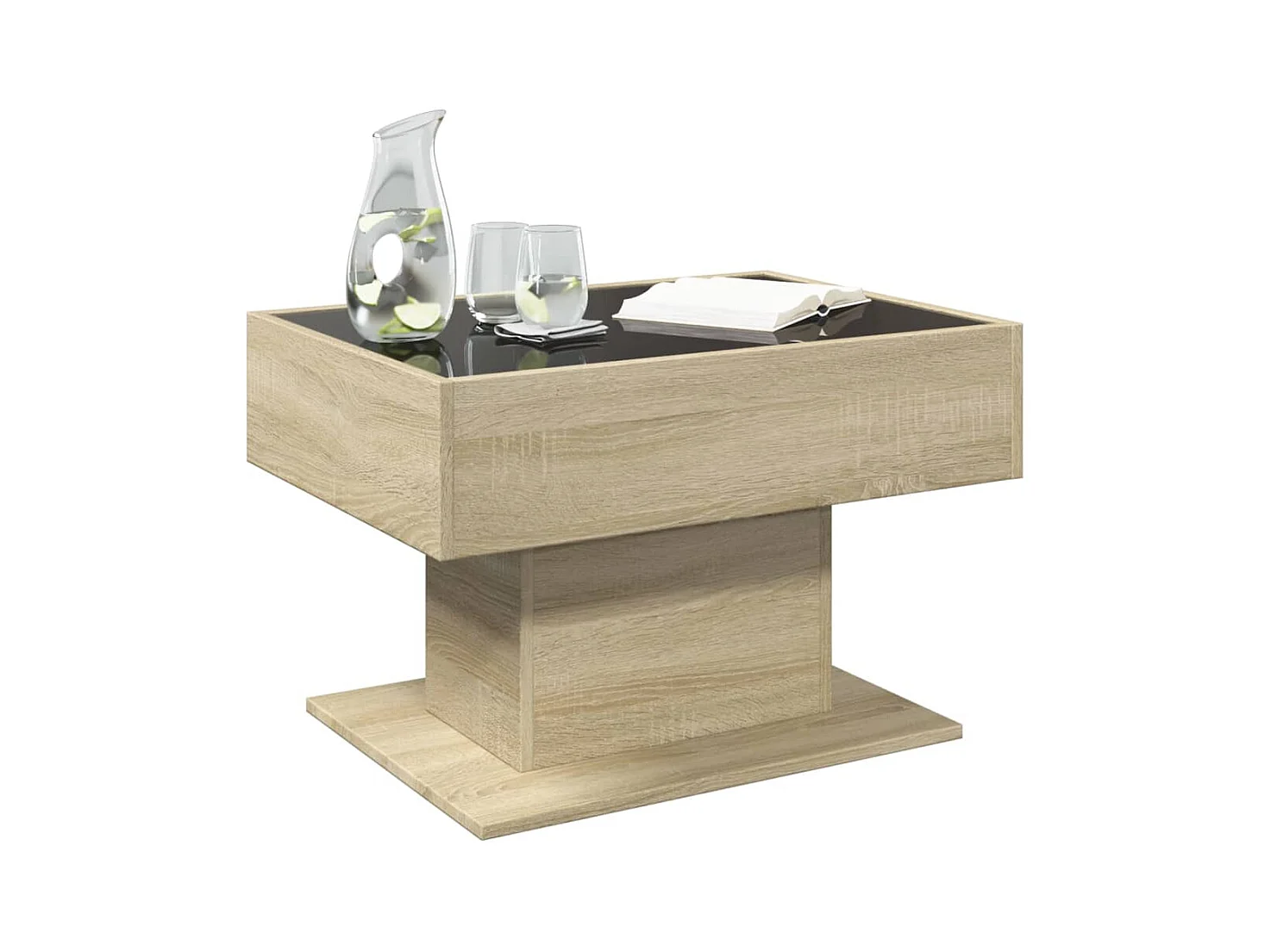 Mesa de centro-Mesa auxiliar madera contrachapada negro 150x50x35 cm SHL3605