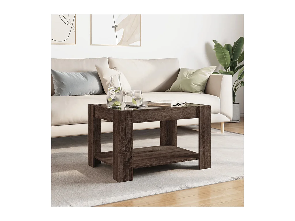 Mesa de centro-Mesa auxiliar madera contrachapada roble ahumado 100x50x40 cm SHL1609