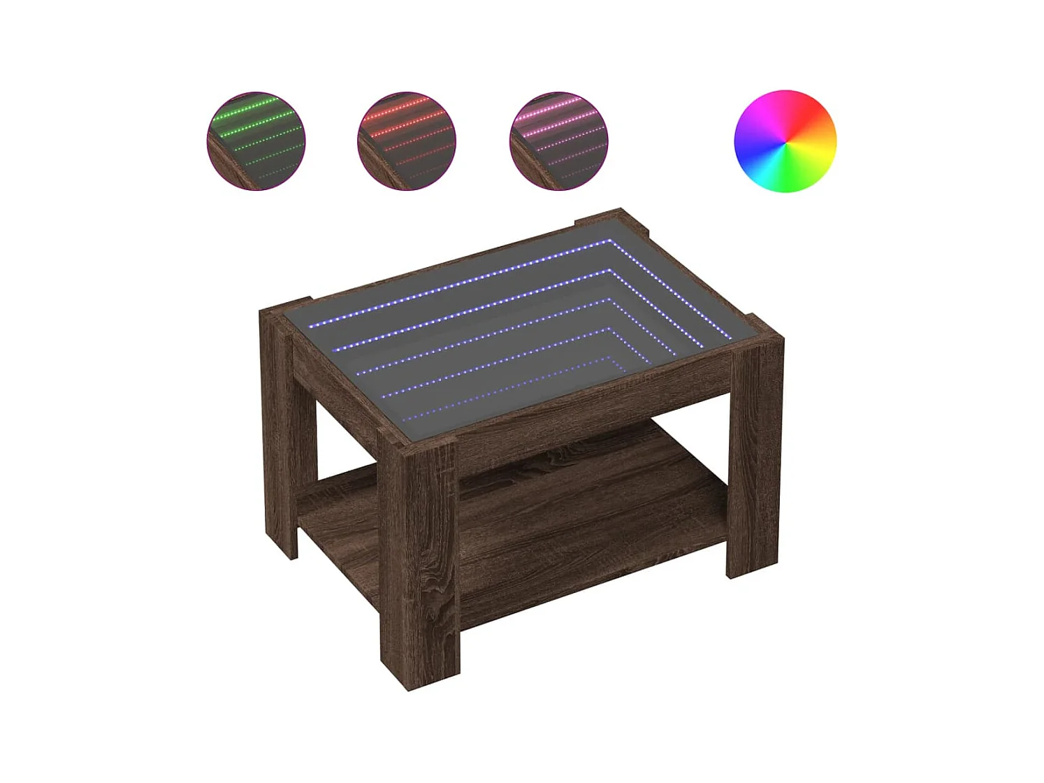 Table basse salon-Table d'appoint avec LED chêne marron 73x53x45 cm bois d'ingénierie SHL65152
