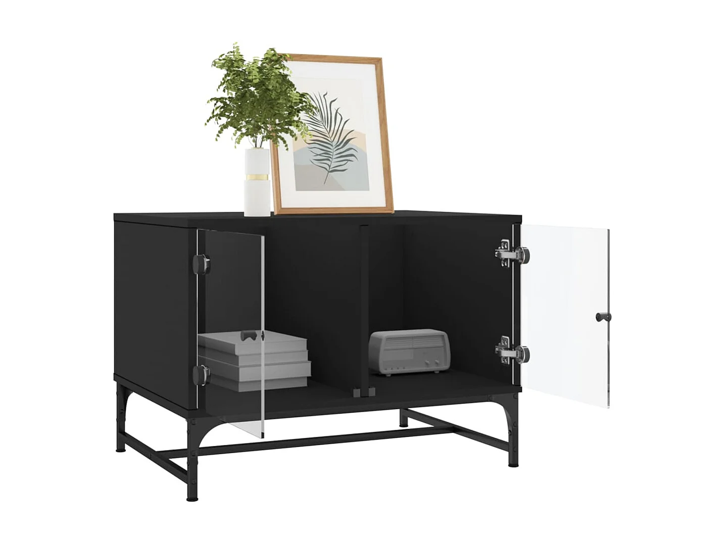 Mesa de centro-Mesa auxiliar de aluminio martillado negro 70x30 cm SHL3320