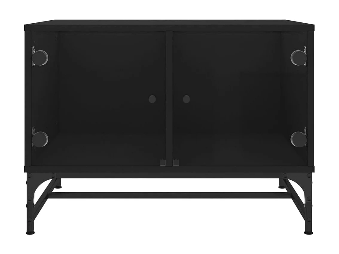 Couchtisch-Wohnzimmertisch-Beistelltische mit Glastüren Schwarz 68,5x50x50 cm SHL84953