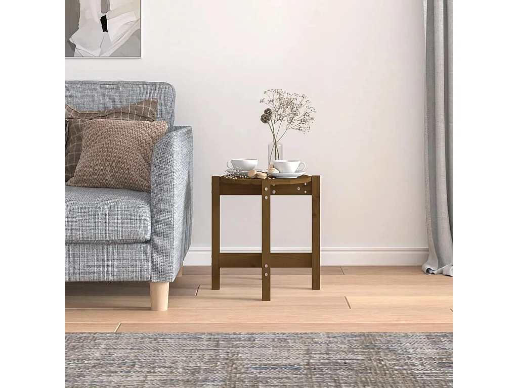 Couchtisch-Wohnzimmertisch-Beistelltische Honigbraun Ø 42,5x45 cm Massivholz Kiefer SHL63804
