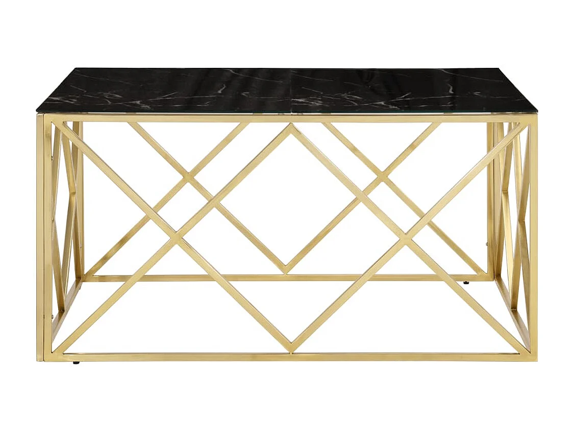 Couchtisch-Sofatisch-Beistelltische Golden Edelstahl und Hartglas SHL78928