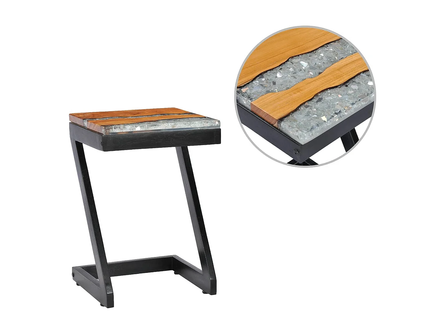 Couchtisch-Beistelltisch-Sofatisch 30x30x50 cm Massivholz Teak und Polyresin SHL24935