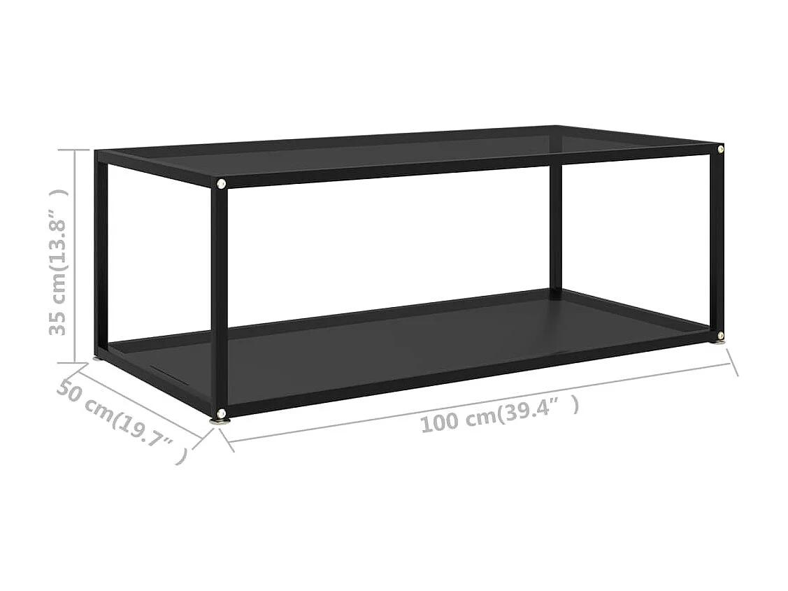 Salontafel | Woonkamertafel | Koffietafel 100x50x35 cm gehard glas zwart