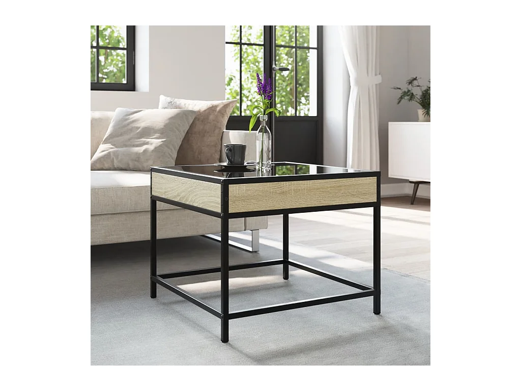 Table basse salon-Table d'appoint avec LED infini chêne sonoma 50x50x41 cm SHL31185