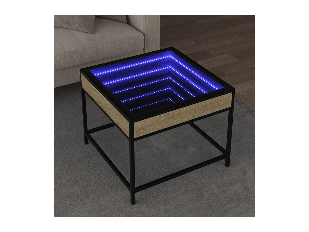 Table basse salon-Table d'appoint avec LED infini chêne sonoma 50x50x41 cm SHL31185