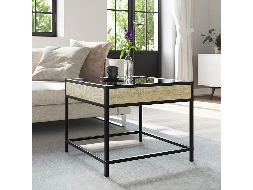 Table basse salon-Table d'appoint avec LED infini chêne sonoma 50x50x41 cm SHL31185