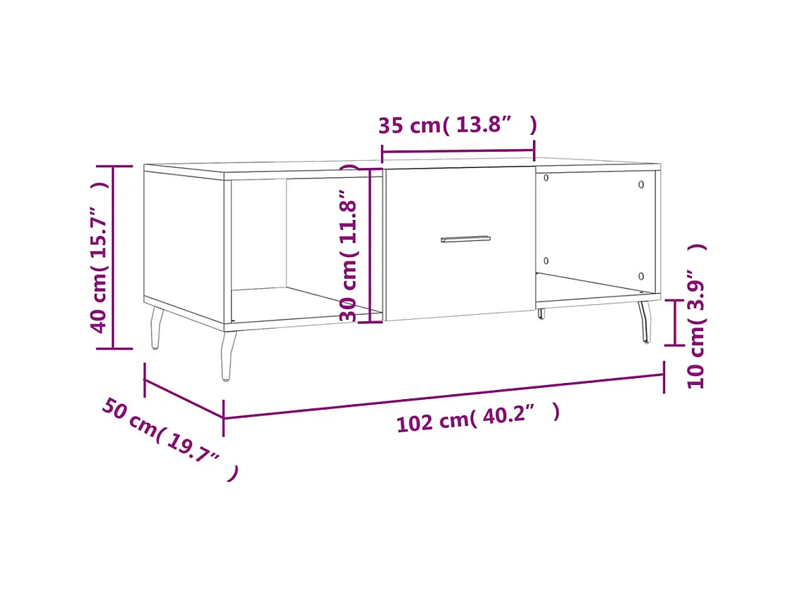 Mesa de centro | Mesa auxiliar madera de ingeniería roble ahumado 102x60x45 cm SHL3154