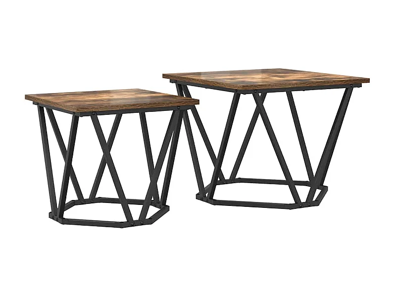 Ensemble de 2 tables d'appoint en chêne fumé en bois stratifié SHL28855