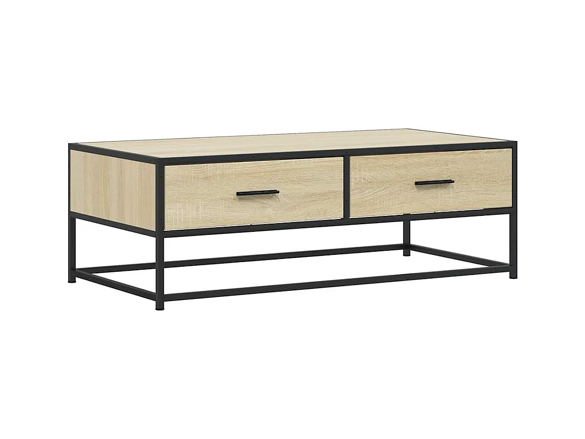 Table basse salon-Table d'appoint chêne sonoma 100x50x35cm bois d'ingénierie et métal SHL1662