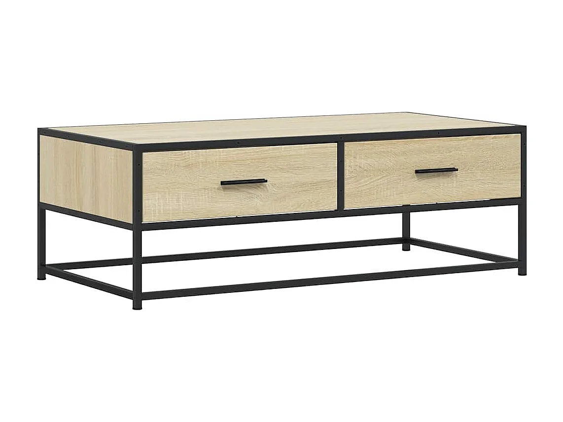 Couchtisch-Wohnzimmertisch-Beistelltische Sonoma-Eiche 100x50x35 cm Holzwerkstoff und Metall SHL28329