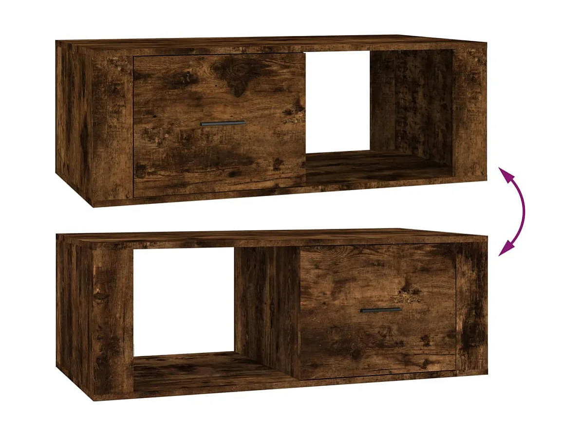 Mesa de centro | Mesa auxiliar madera contrachapada marrón roble 90x50x36,5 cm SHL1588