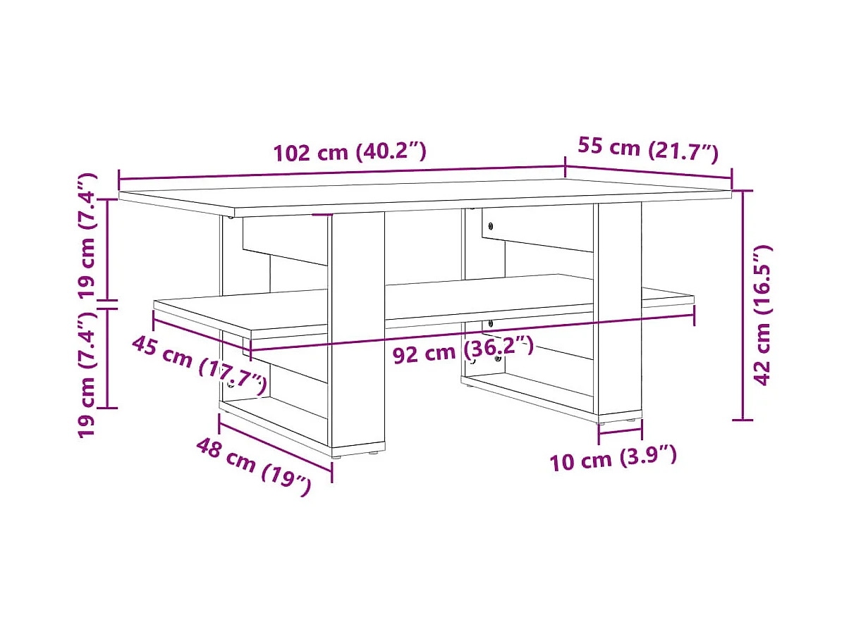 Mesa de centro | Mesa auxiliar madera de ingeniería gris hormigón 50x46x50 cm SHL293414