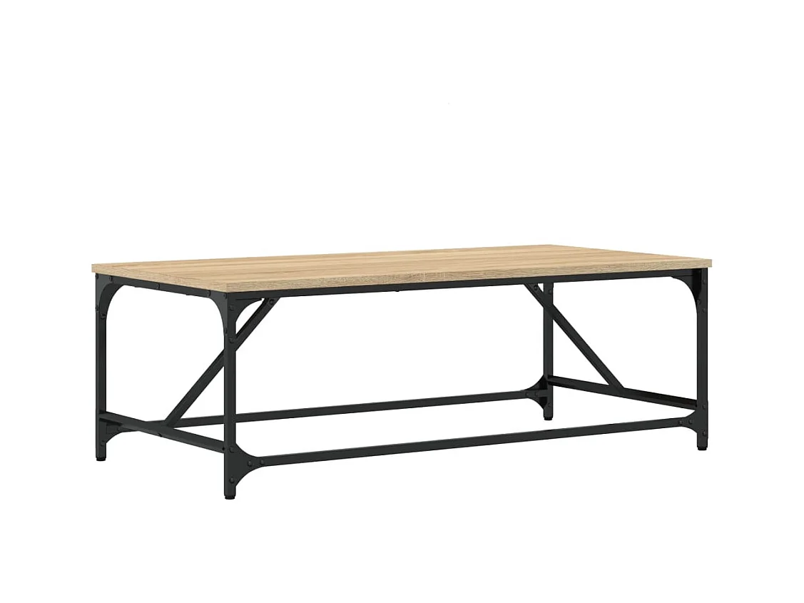Mesa de centro-Mesa auxiliar con 2 alturas acero y madera mango 100x55x38 cm SHL3220