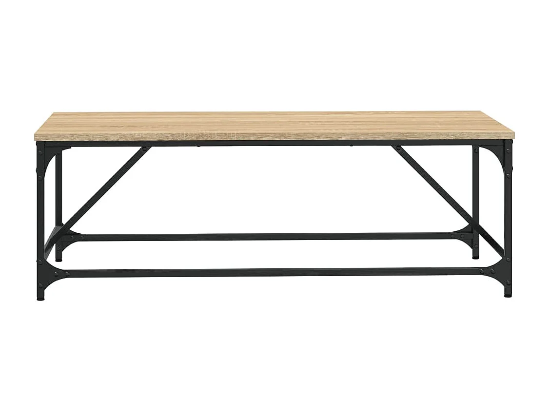 Mesa de centro-Mesa auxiliar con 2 alturas acero y madera mango 100x55x38 cm SHL3220