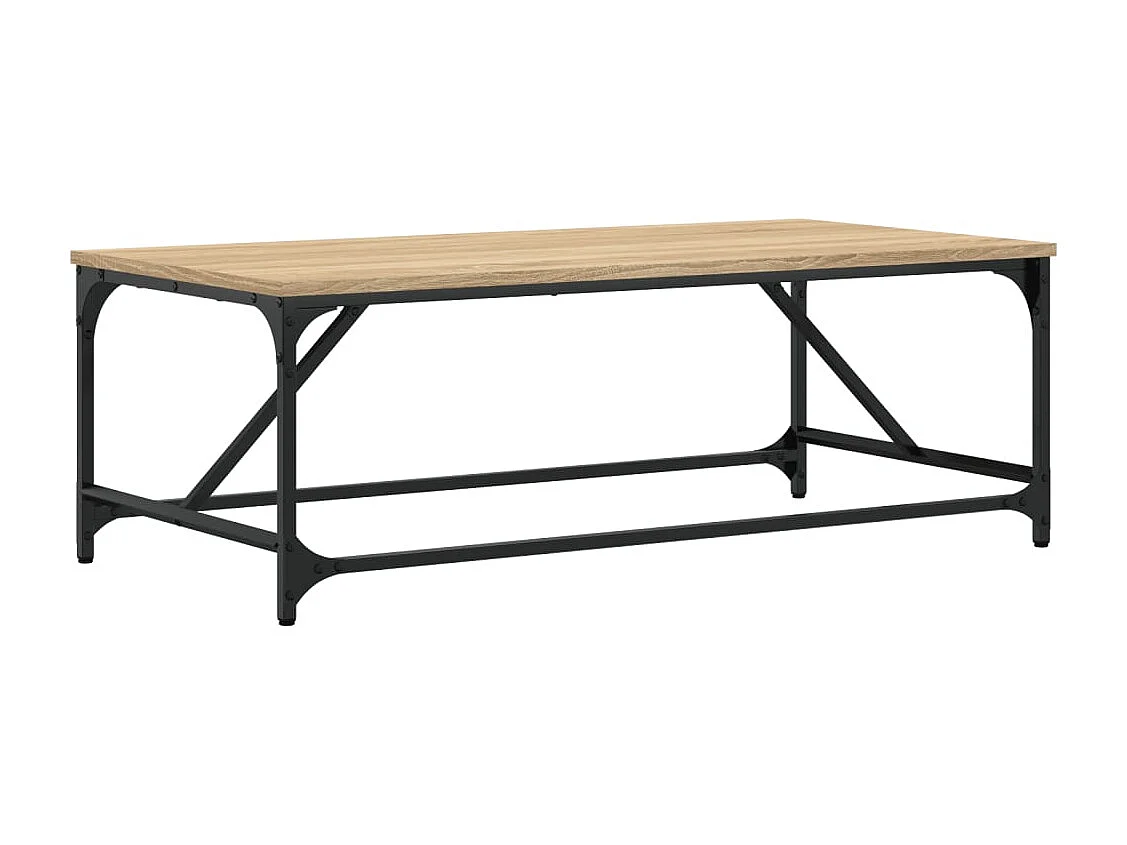 Mesa de centro-Mesa auxiliar con 2 alturas acero y madera mango 100x55x38 cm SHL3220