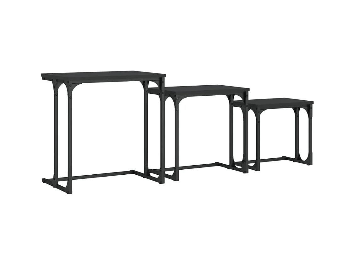 Tables basses gigognes 3 pièces noir bois d'ingénierie pour Salon, Chambre SHL7764
