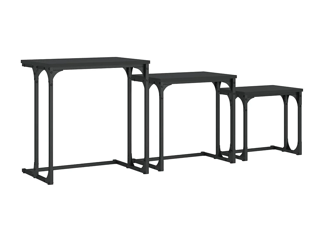 Couchtisch 3er Set-Satztische-Sofatisch Schwarz Holzwerkstoff SHL72371