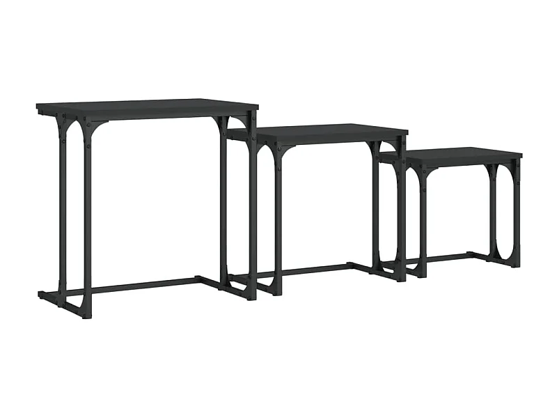 Couchtisch 3er Set-Satztische-Sofatisch Schwarz Holzwerkstoff SHL72371
