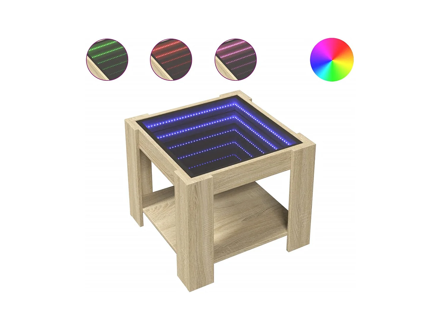 Table basse salon-Table d'appoint avec LED chêne sonoma 53x53x45 cm bois d'ingénierie SHL63632
