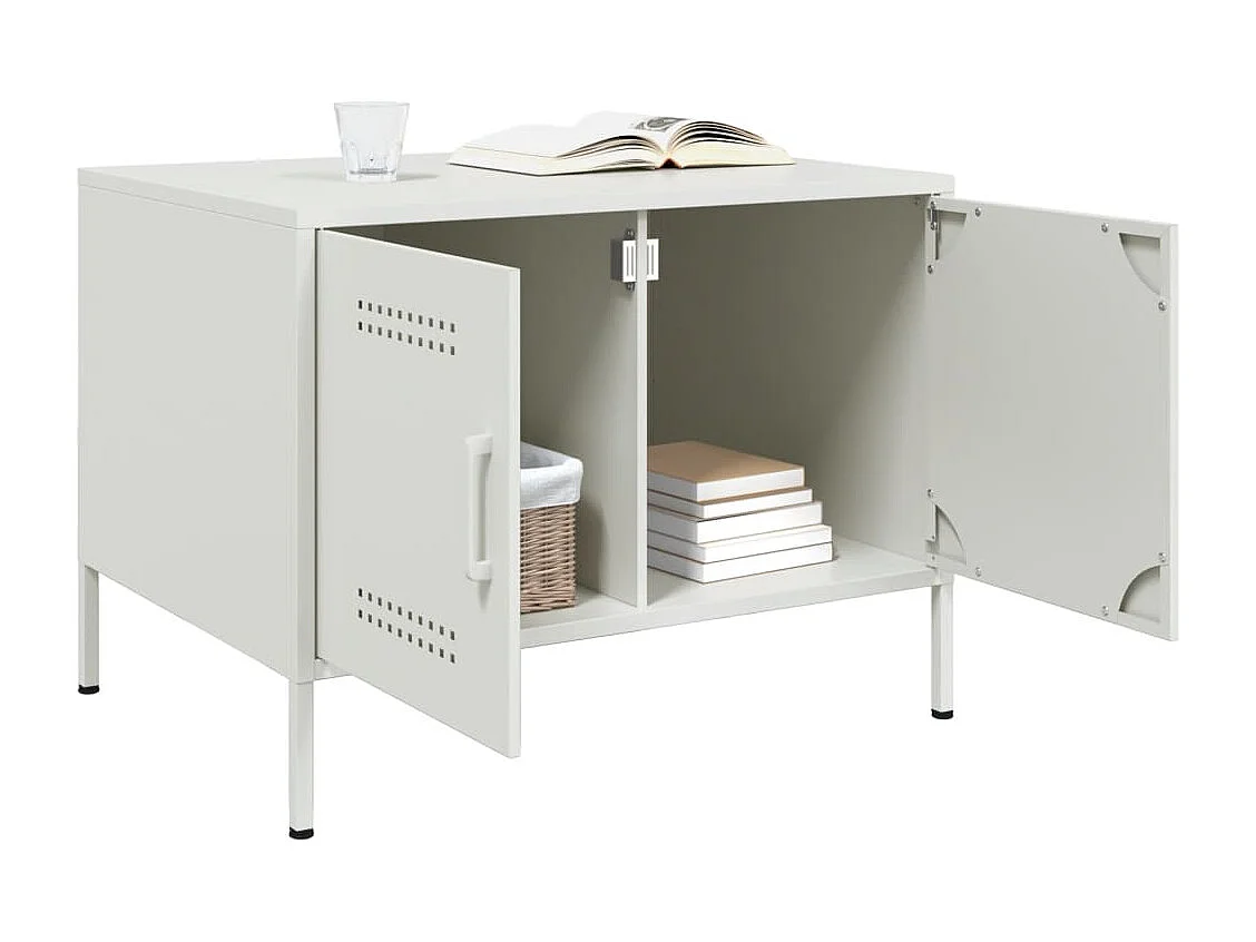 Couchtisch-Wohnzimmertisch-Beistelltische Weiß 68x50x50,5 cm Stahl SHL32577