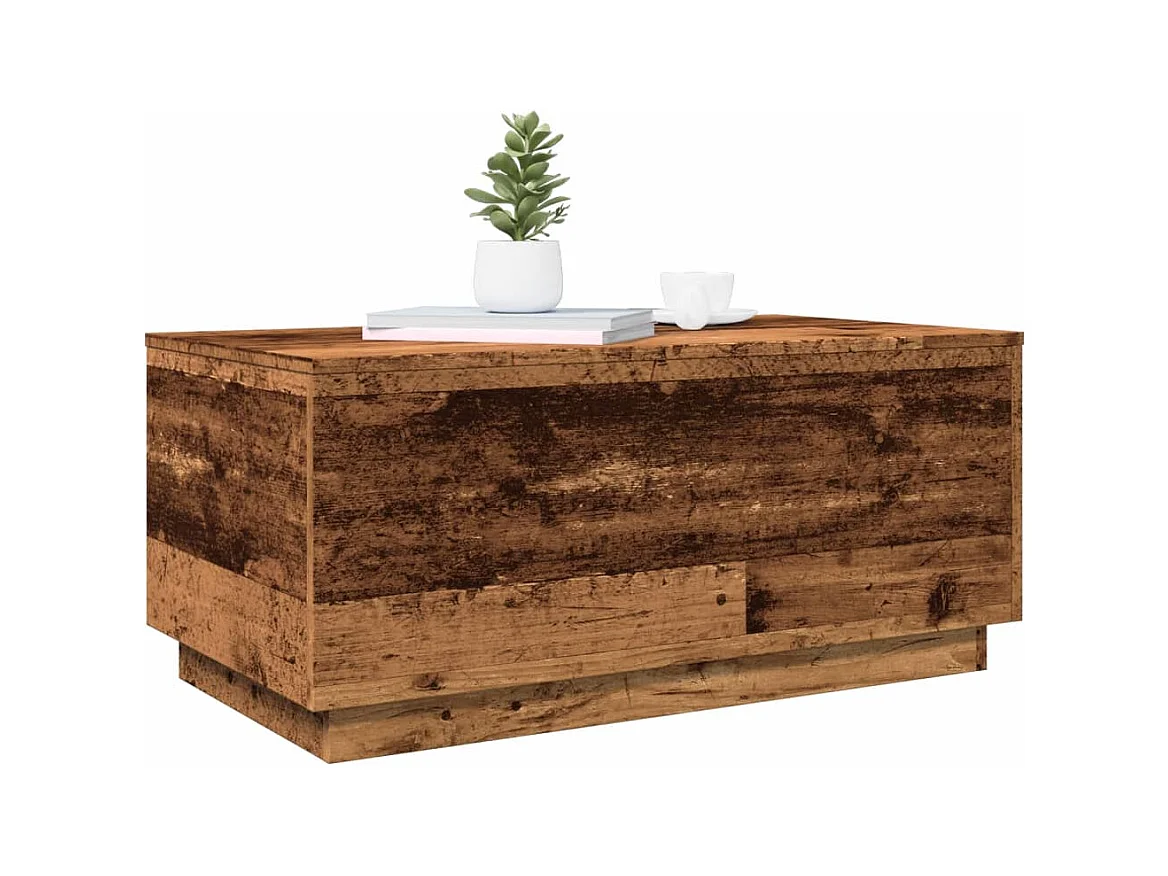 Mesa de centro | Mesa de apoio com luzes LED 90x50x40 cm madeira velha