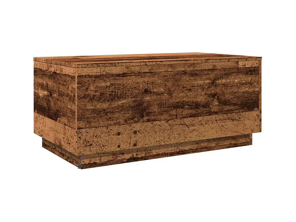 Mesa de centro | Mesa de apoio com luzes LED 90x50x40 cm madeira velha