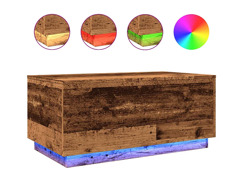 Table basse salon-Table d'appoint avec lumières LED-vieux bois 90x50x40 cm SHL82869