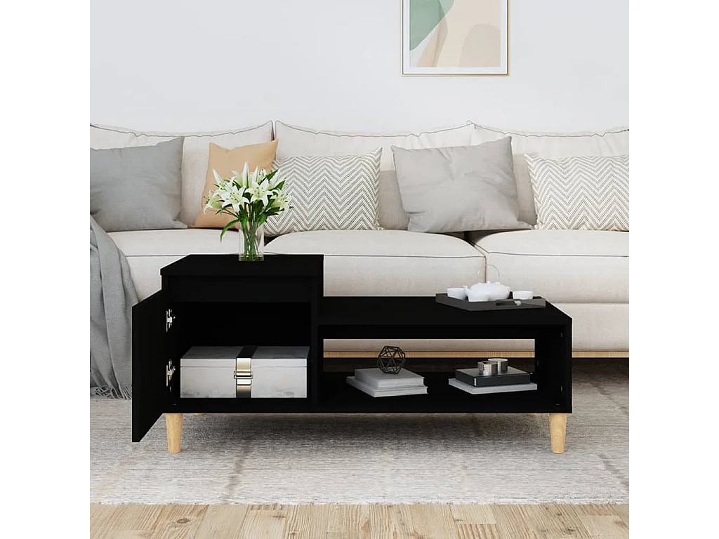 Mesa de centro | Mesa auxiliar madera contrachapada y hierro negro 80x45x45 cm SHL2906