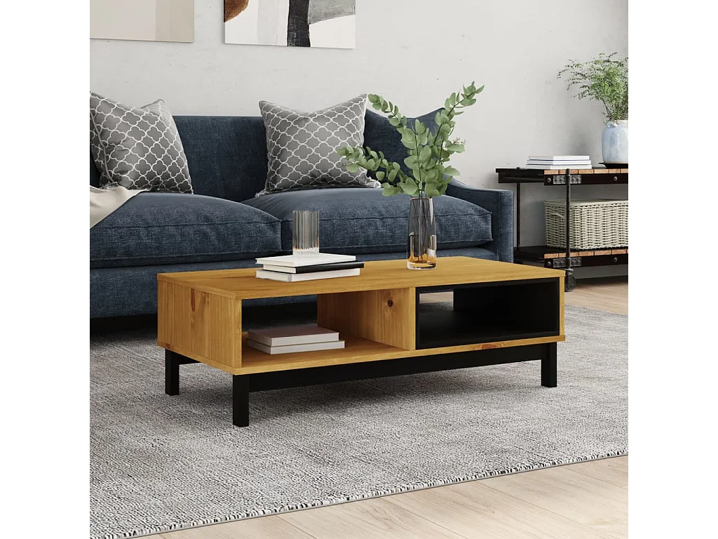 Couchtisch-Sofatisch-Beistelltische FLAM 100x50x32,5 cm Massivholz Kiefer SHL57674