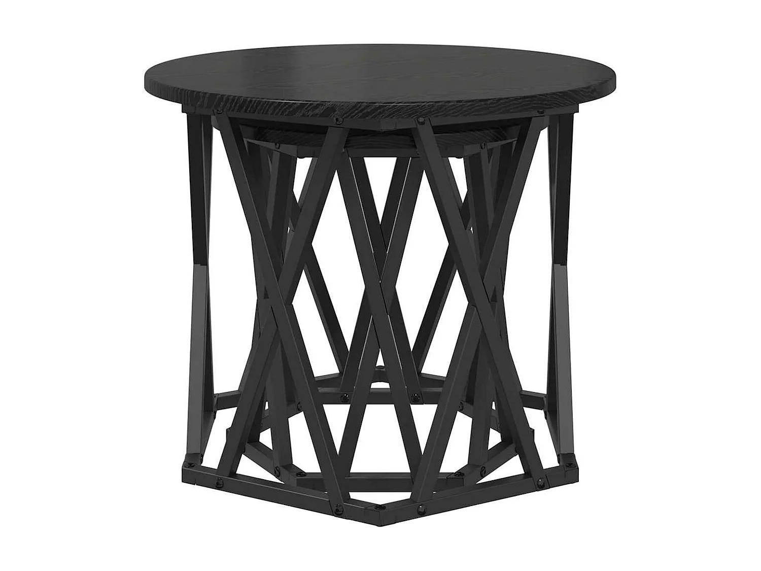 Couchtisch 2er Set-Sofatisch-Beistelltische Schwarz Eichen-Optik SHL25054