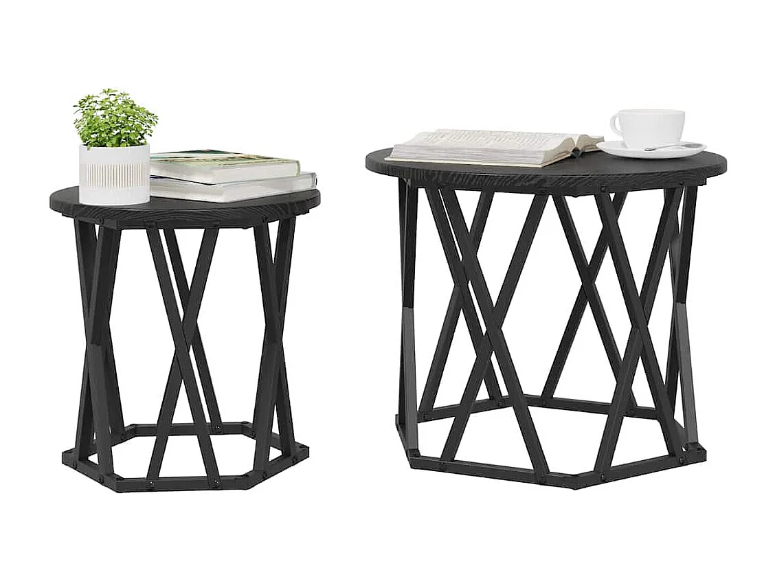 Mesa Lateral 2 pcs Carvalho preto 50x50x40 cm