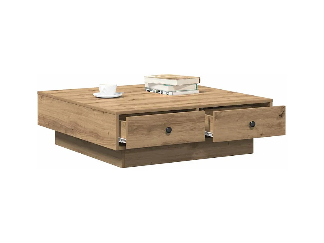 Mesa de centro | Mesa de apoio carvalho artisiano 90x90x28 cm