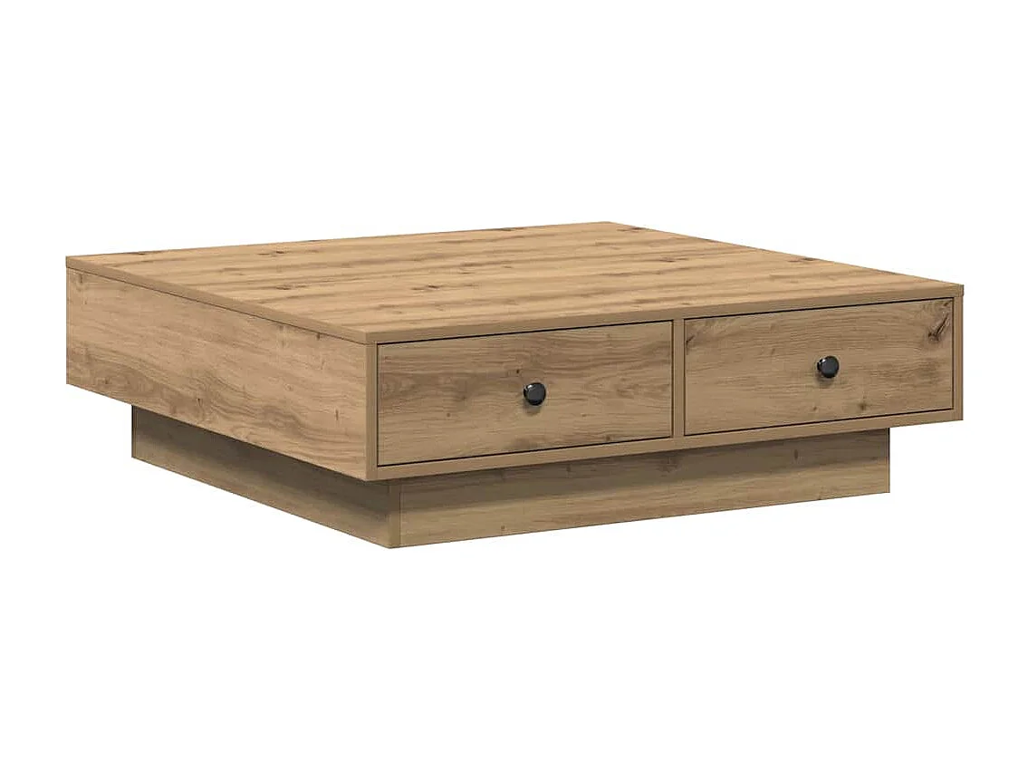 Table basse salon-Table d'appoint Chêne Artisan Placage, MDF 90x90x28 cm Rangement SHL12735