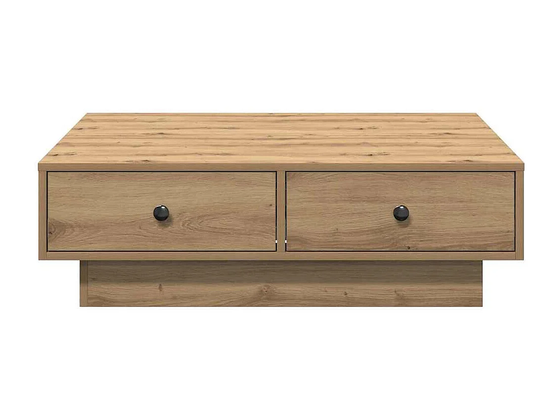 Salontafel | Woonkamertafel | Koffietafel artisanaal eikenkleurig 90 x 90 x 28 cm Bewerkt hout