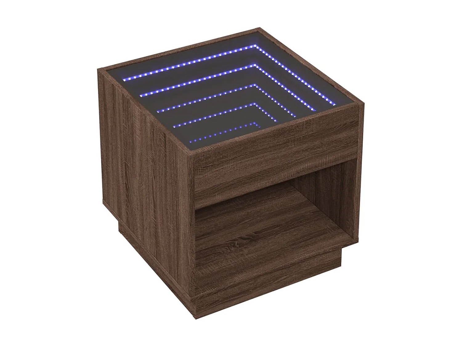 Couchtisch mit Infinity-LED | Beistelltische | Sofatisch Braun Eichen-Optik 50x50x50 cm SHL47462