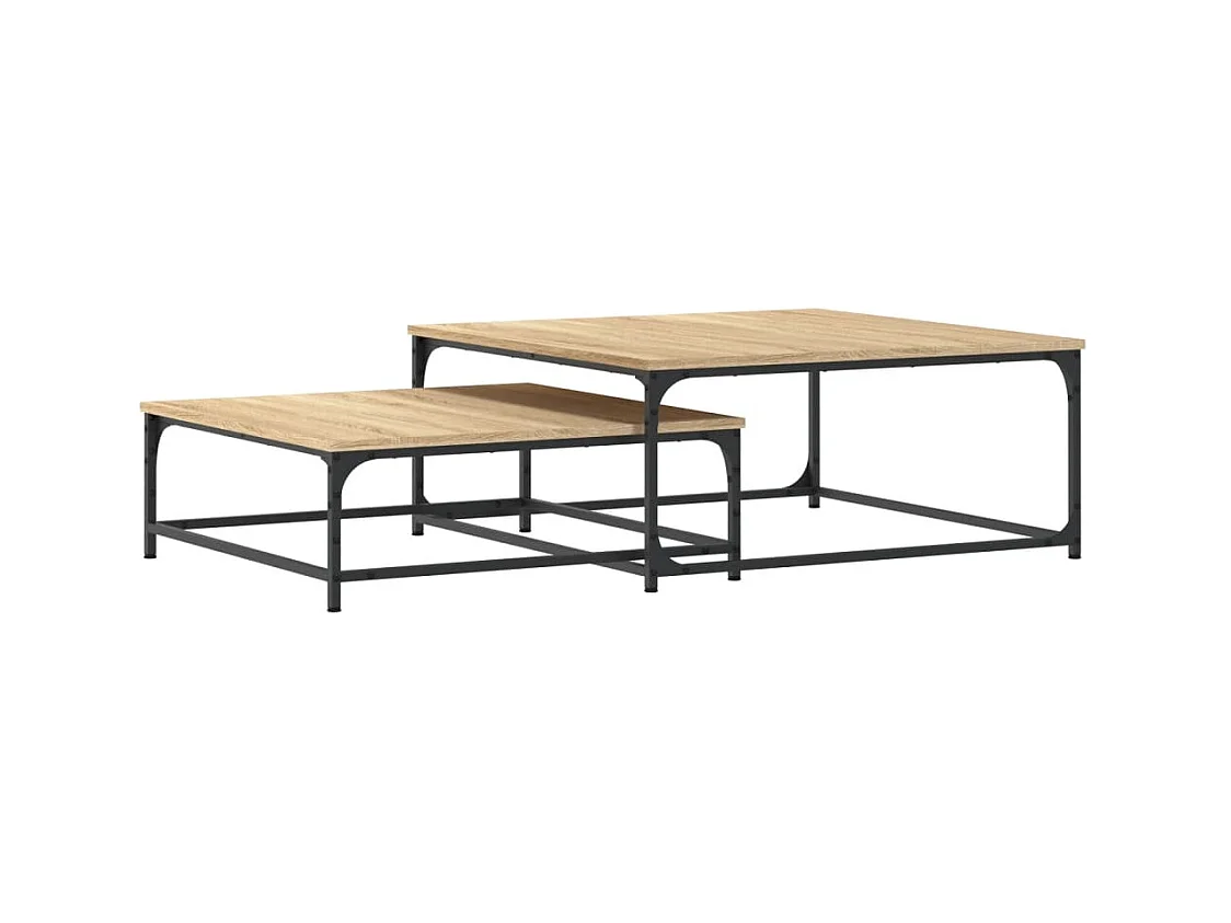 Mesa de centro | Mesa auxiliar y LED madera ingeniería roble ahumado 50x50x45cm SHL2862