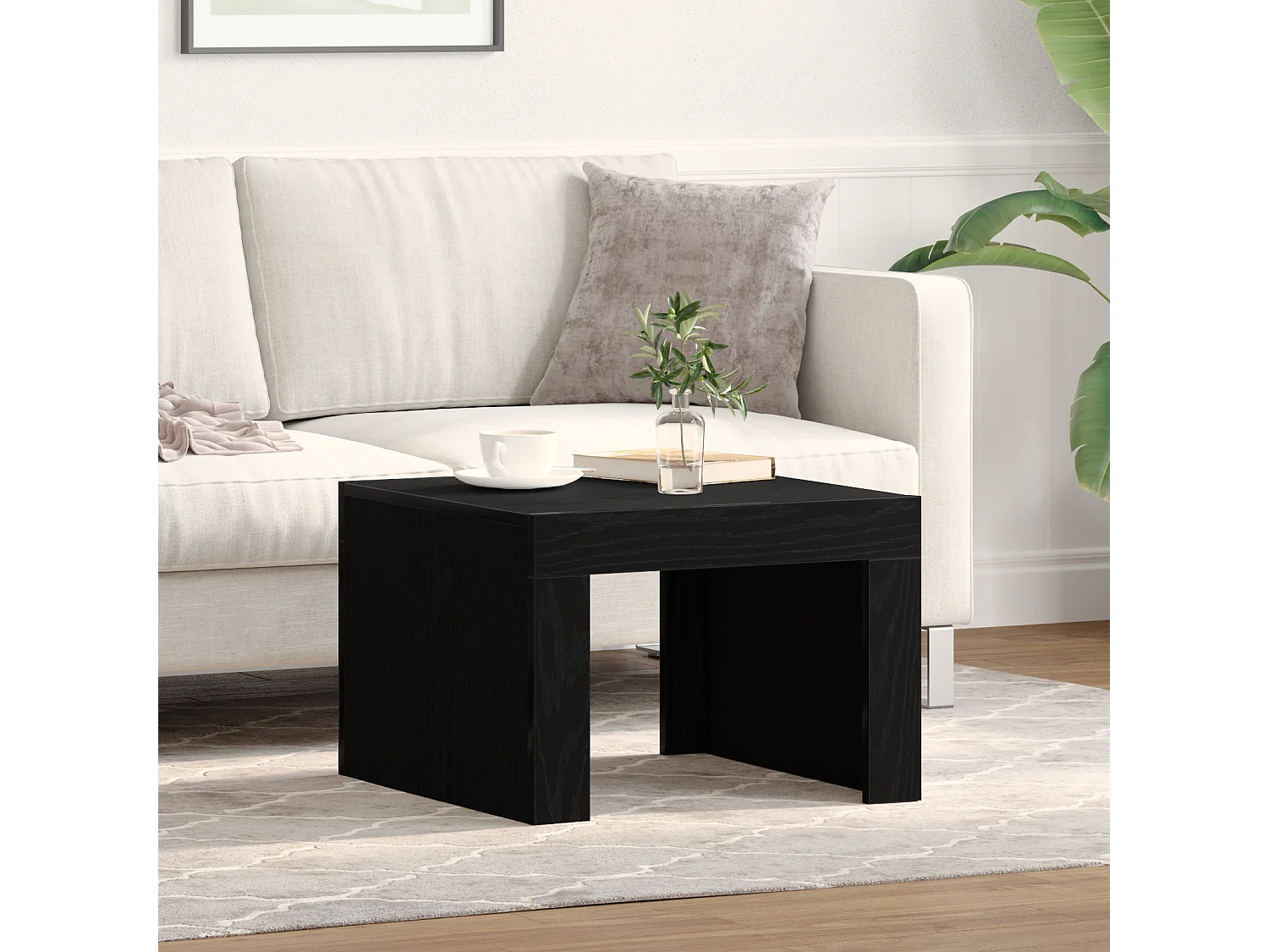 Couchtisch-Wohnzimmertisch-Beistelltische Schwarz Eichen-Optik 50x50x35 cm Holzwerkstoff SHL36181