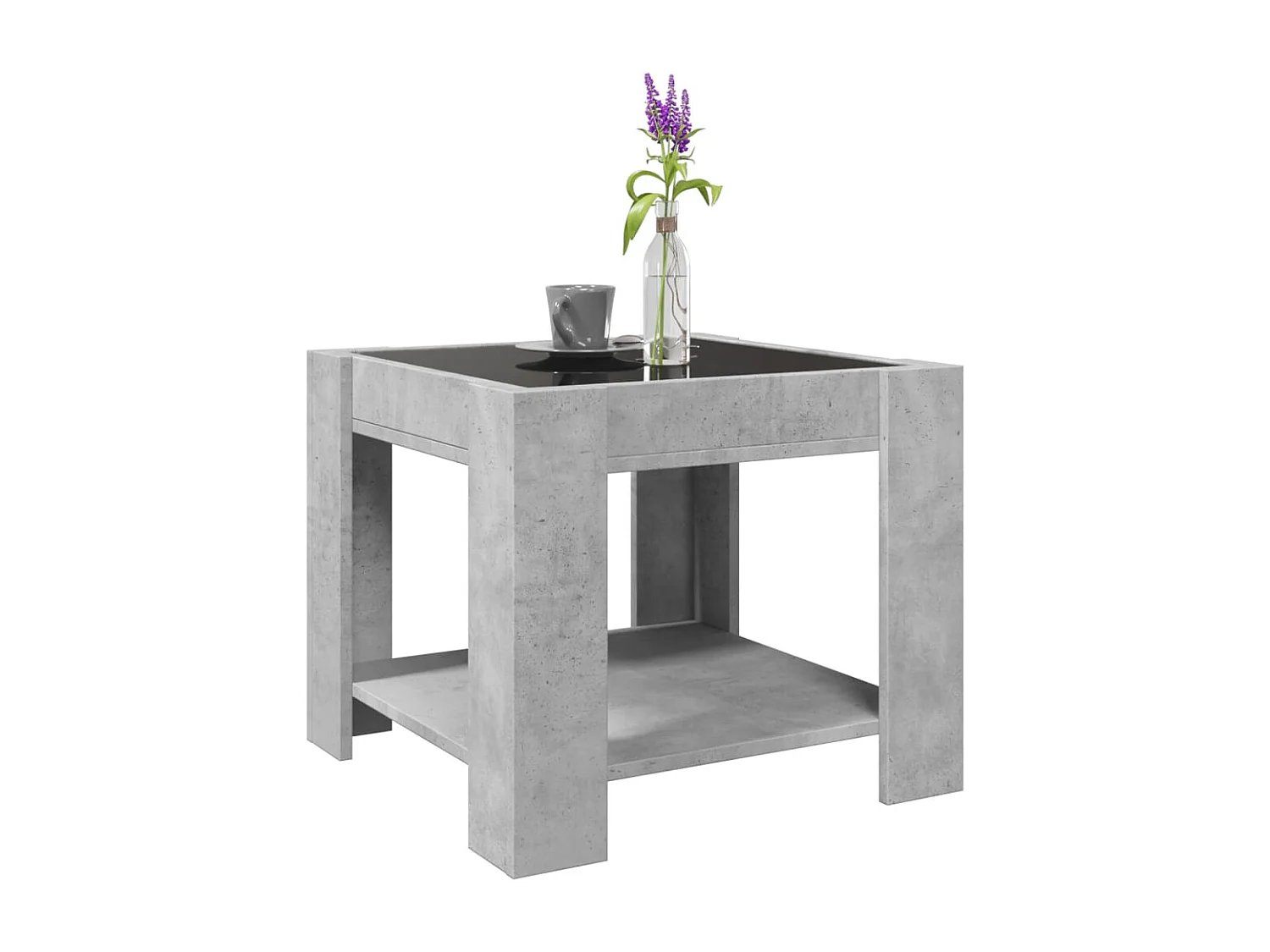 Tavolino da Salotto-Tavolino da Caffè con LED Grigio Cemento 53x53x45 cm Multistrato SHL31960