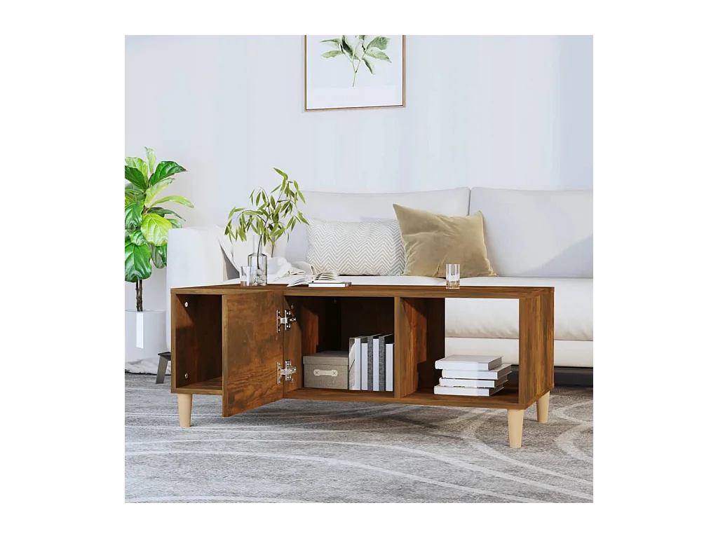 Mesa de centro | Mesa auxiliar madera contrachapada negro 60x44,5x45 cm SHL4866