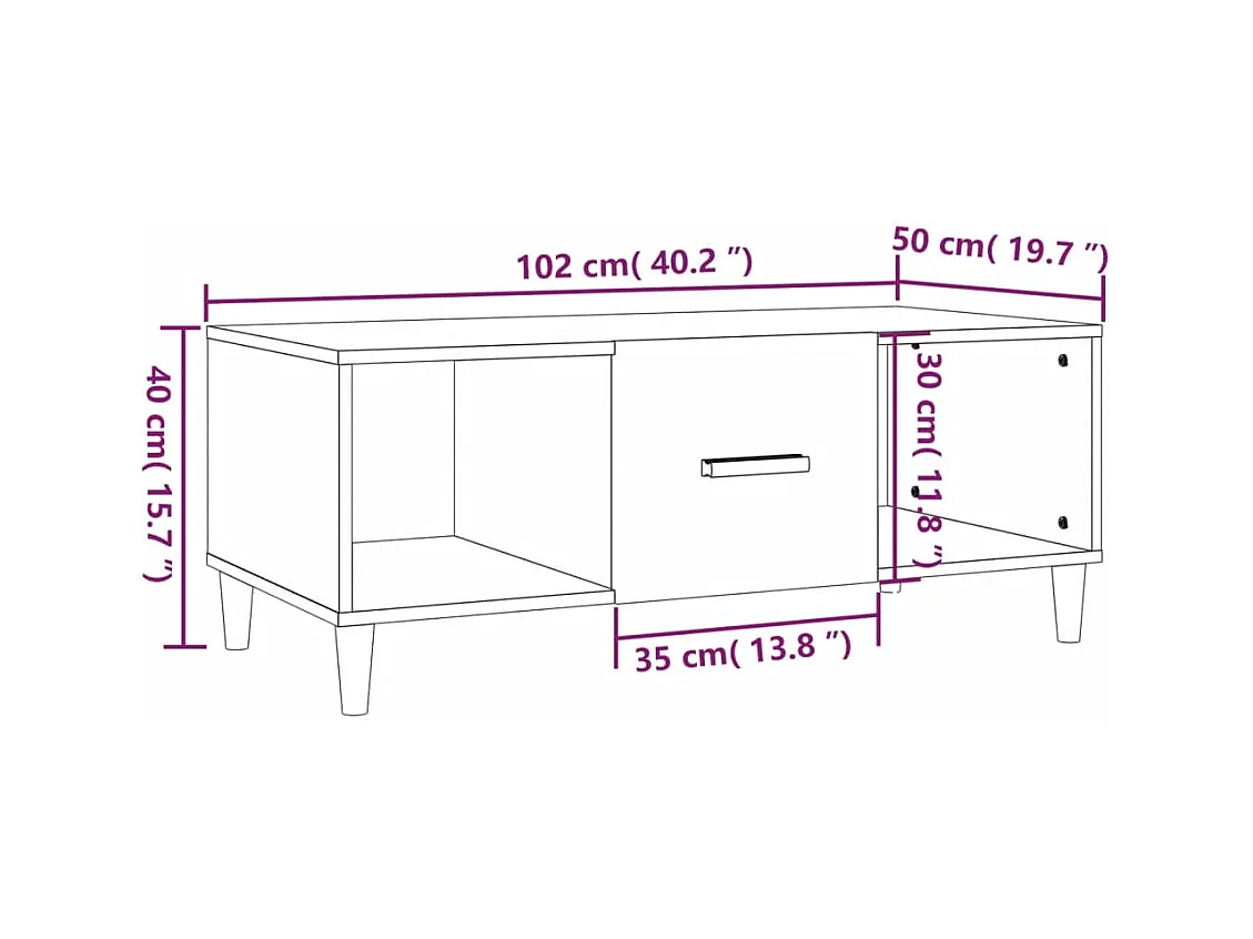 Mesa de centro | Mesa auxiliar madera contrachapada negro 60x44,5x45 cm SHL4866